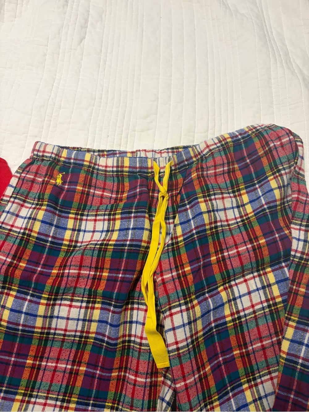 Ralph Lauren Red, Blue and Yellow Plaid Cotton Flannel Pants - Picture 2 of 3
